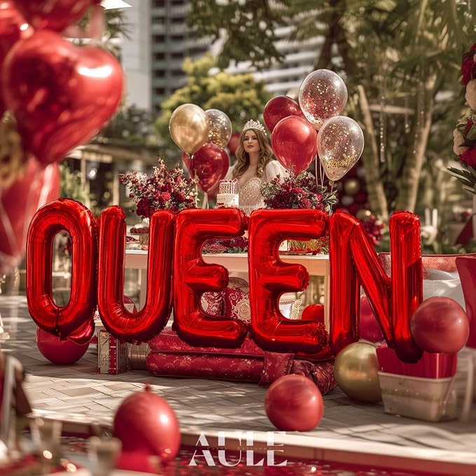 AULE 40 Inch Red N Balloon Letter Foil A-Z Birthday Big Alphabet | Birthday - Image 4
