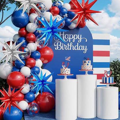 Red Blue Silver Star Balloons, 22/27 Inch Blue and Red Silver Star Shaped - Image 4