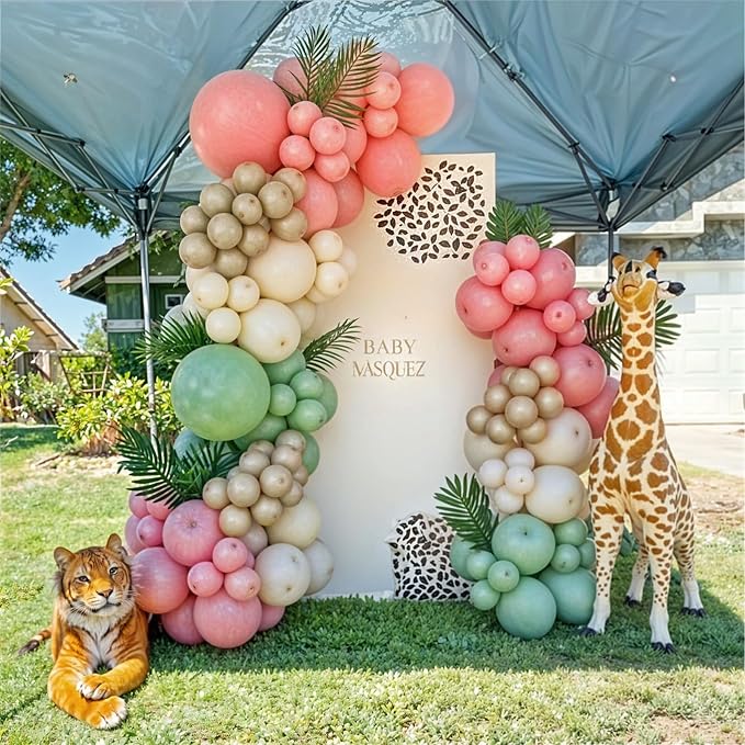 Pink Jungle Safari Balloons, Light Pink Cream Beige Balloon - Image 3