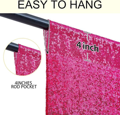 4×8FT Fuchsia Sequin Backdrop Curtain, Photography Backdrop Glitter Curtains - Image 5
