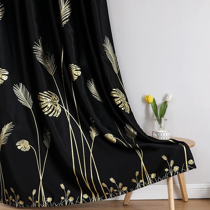 Black Blackout Curtains for Bedroom 90 Inches Long, Room Darkening Grommet - Image 7