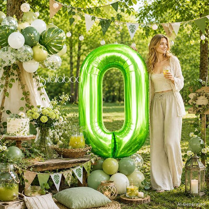 40 Inch Green Number 0 Balloon Lime Big Large Helium Number 0-9 | Giant Digital - Image 2