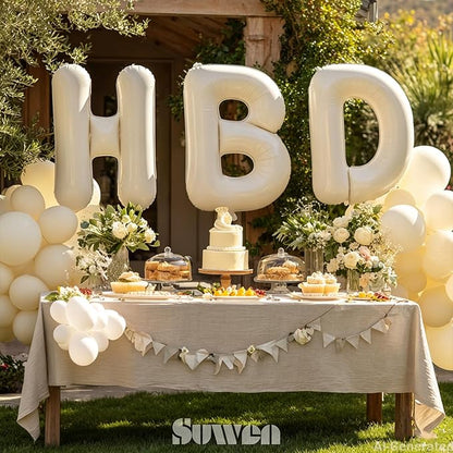 SUWEN 40 Inch Cream Large J Letter Balloons Big Foil Helium A-Z | Jumbo Mylar - Image 3