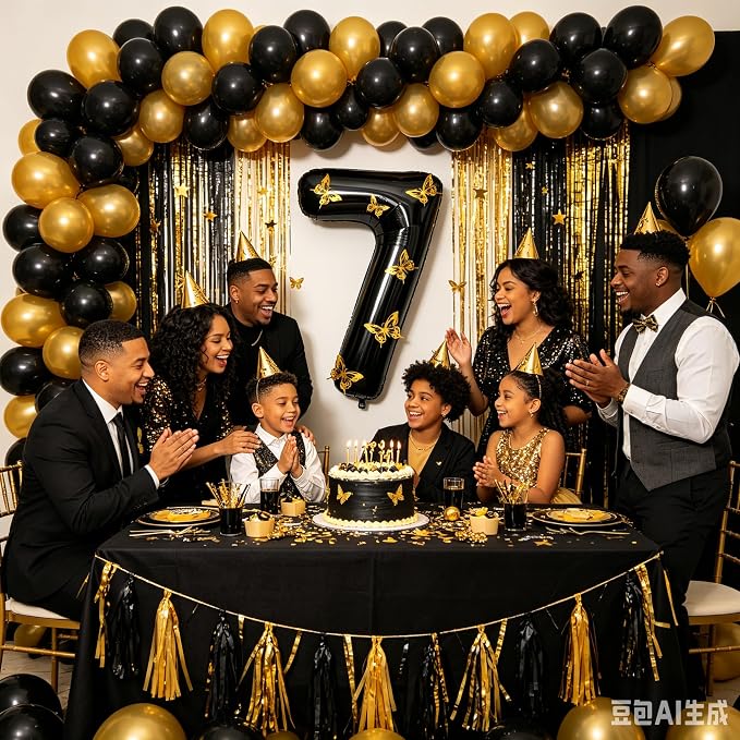 40 Inch Black Number 7 Balloon - Image 4