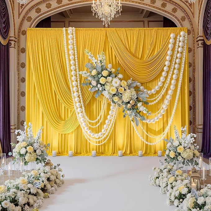 20ft x 10ft Wrinkle Free Yellow Backdrop Curtains by ENJOYYOURPARTY