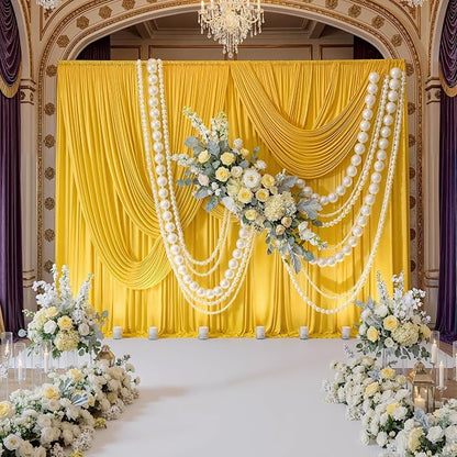 30ft x 10ft Wrinkle Free Yellow Backdrop Curtains - Image 3