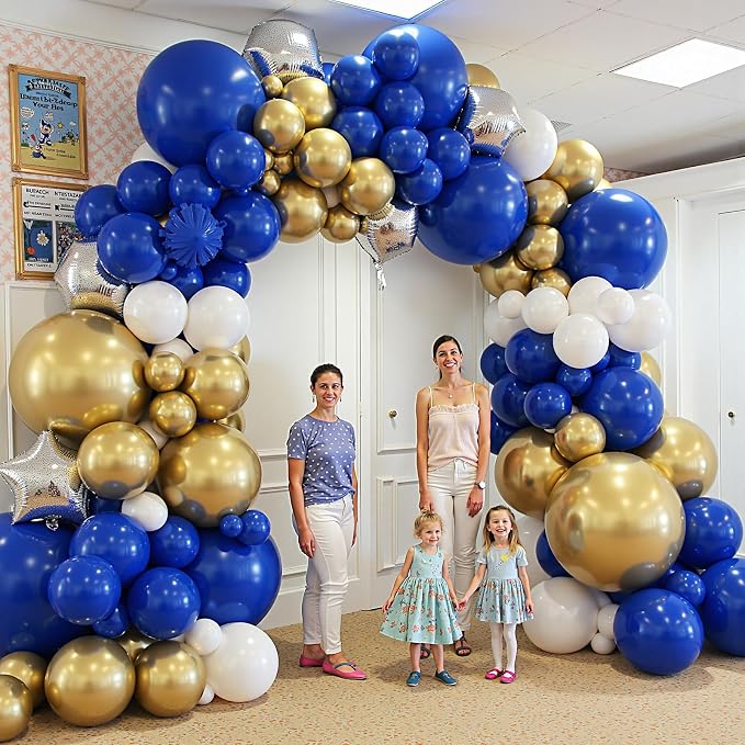 412Pcs Royal Blue and Gold Balloons Arch Garland Kit, 5 10 12 18 inch blue and - Image 7