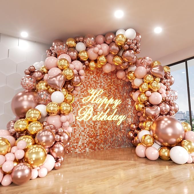 Rose Gold Balloons Arch Kit by ADOINBY