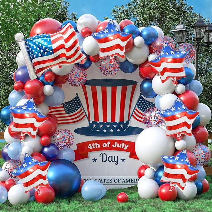 7 Pcs 4th of July Balloons American Flag Star Balloons Red White and Blue Foil - Image 5