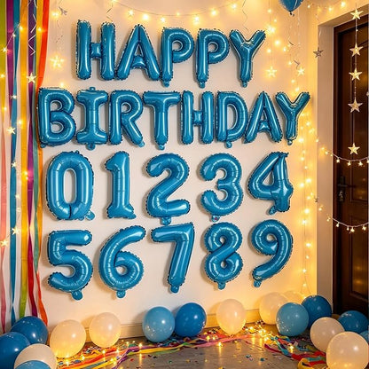 2 Set 20 Pcs Number Balloons 16 Inch Light Blue 0-9 Number Foil Balloons Light - Image 2