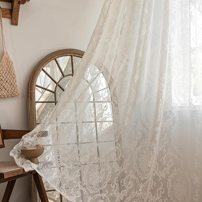 Deeprove Sheer Lace Curtains 63 Inches Long Pair by Deeprove
