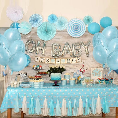 TONIFUL 30Pcs 18 Inch Large Light Blue Round Shape Foil Balloons Big Light Blue - Image 5