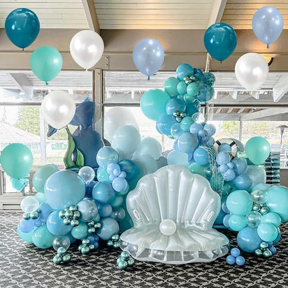 Teal Blue White Balloons 12Inch Under The Sea Balloon Ocean Balloons Turquoise - Image 4