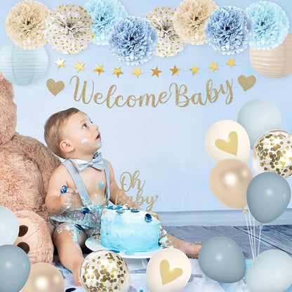 Amandir Dusty Blue Baby Shower Decorations - Image 6
