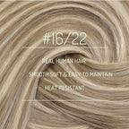 RUNATURE Clip in Real Human Hair Extensions, Blonde Hair Extensions Clip Ins Human Hair for Women, Long Straight Clip in Hair Extensions 22 Inch 120g 7pcs #16P22 Beige Blonde Highlights