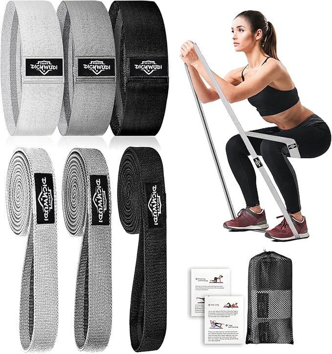 Fabric Resistance Bands for Working Out, 6Pack Non-Slip Exercise Bands for Women and Men, Fabric Booty Bands for Home, Fitness, Pilates, Stretching