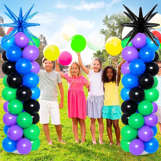 2 Set Blue Black Purple Toy Inspired Cartoon Balloon Column Stand Kit - Image 3