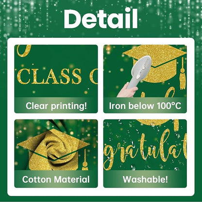 Mocsicka Class of 2026 Backdrop Green Gold Glitter Bokeh Graduation Party - Image 3