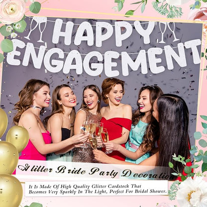 Pre Strung Happy Engagement Banner Glitter Engagement Party Decorations - Image 6