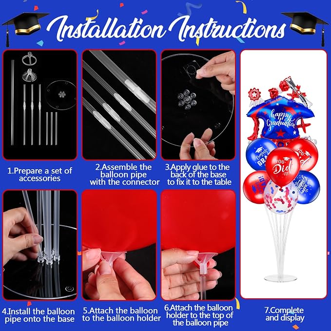 Jenaai Red and Blue 27 Pcs 2026 Graduation Balloon Centerpiece - Image 5
