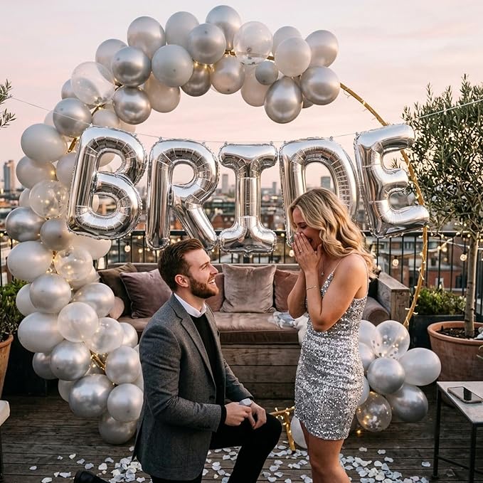 BRIDE Balloons Bachelorette, 16 inch Silver Bride Balloons - Image 6