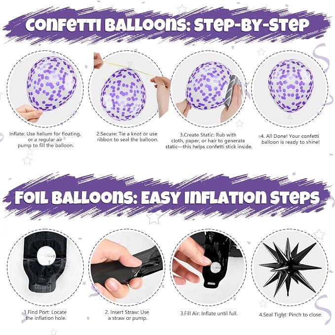 Purple and Black Balloons, 12 Inch Metallic Purple Dark Light Purple Black - Image 4