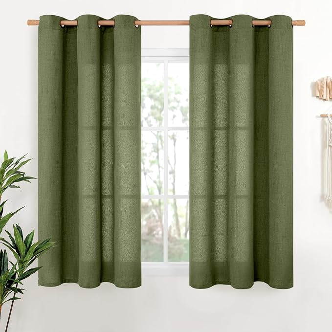 YoungsTex Olive Linen Curtains 48 Inch Length 2 Panels by YoungsTex