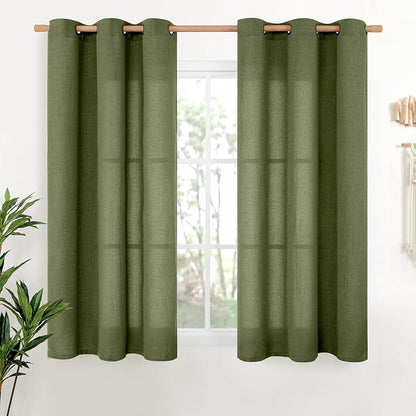 YoungsTex Olive Linen Curtains 48 Inch Length 2 Panels by YoungsTex
