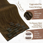 Ve Sunny Brown Hair Extensions Clip in Real Human Hair 20 inch Double Weft Remy Straight Human Hair Extensions Clip ins for Women 7pcs 120g