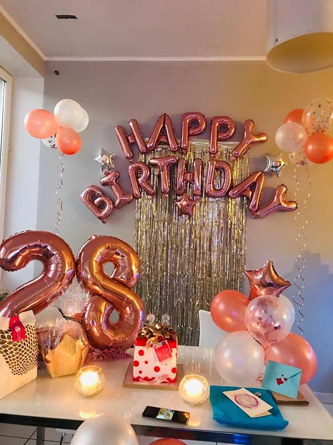 16" Rose Gold Letter Number Balloons, Happy Birthday & 2 Sets of A-Z 0-9 - Image 4