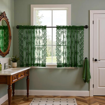 Kotile Dark Green Short Lace Curtains - Image 5