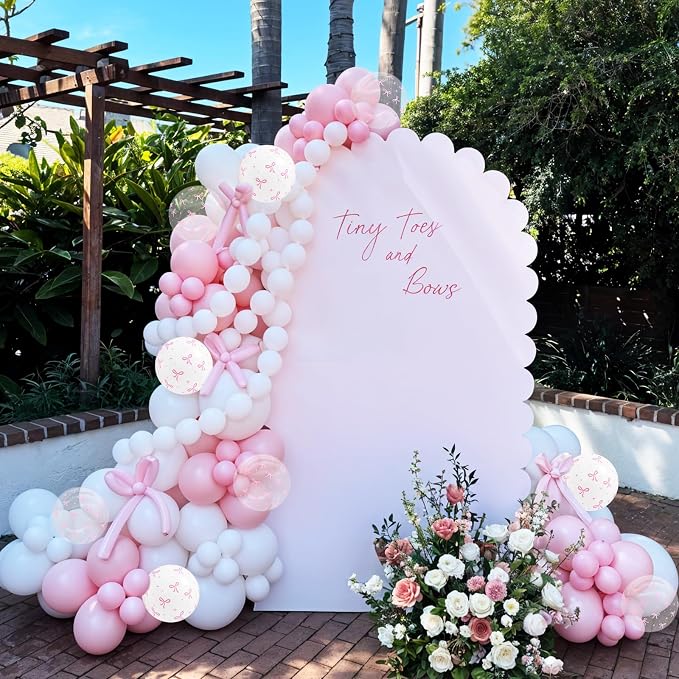 Pink Bow Balloons 12 Inch Pastel Light Baby Pink White Coquette Balloon Bow - Image 5