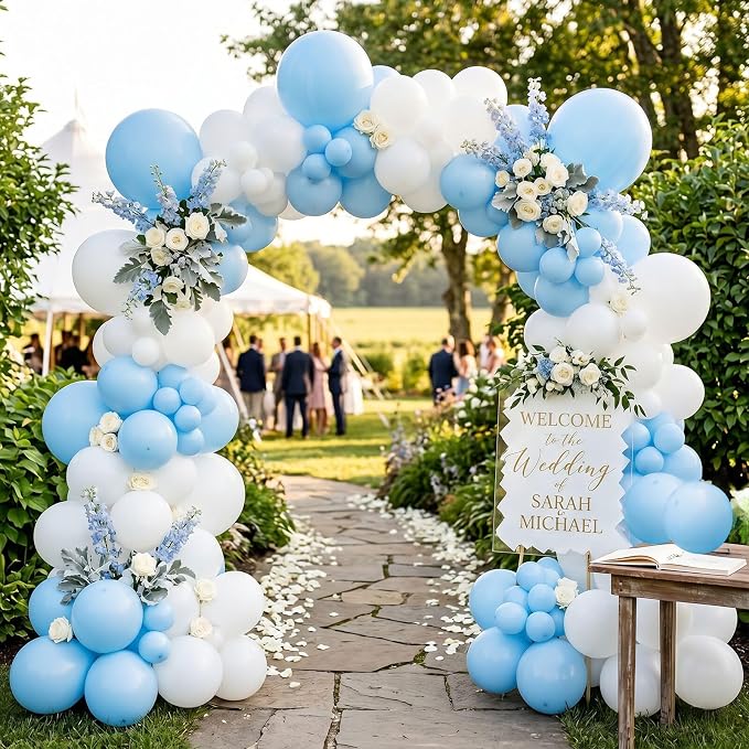 60pcs Blue and White Balloon Kit, 12 Inch Pastel Light Blue White Balloons - Image 5
