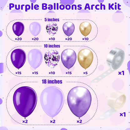 148 Pieces Purple Balloons Garland Arch Kit Light Pastel Purple Lavender Gold - Image 2