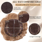 Short Hair Topper for Thinning Hair 4 Inch Short Pixie Cut Toppers Pieces Natural Curly Synthetic Wiglets Hairpieces (Blonde with Highlights, 4 inch)