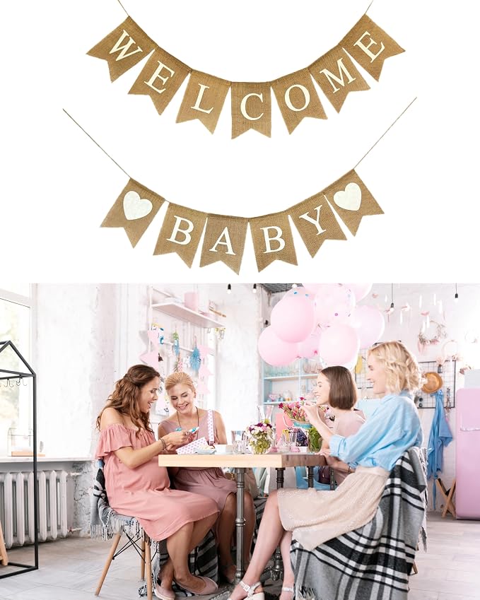 Welcome Baby Burlap Banner for Baby Shower Decorations and Gender Reveal Party - Image 4