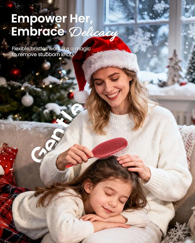 Christmas Gift for Women, Stocking Stuffers for Teen Girls, AIMIKE Painless Hair Brush Detangler w/Soft Bristles, Extra Gentle Hairbrush for Fine or Sensitive Hair, Ideal Holiday Presents