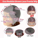 Reddish Brown Lace Front Wig 13X6 Body Wave Lace Front Wigs Human Hair Pre Plucked with Baby Hair 33# Colored Red Wig 180% Density for Women 26Inch