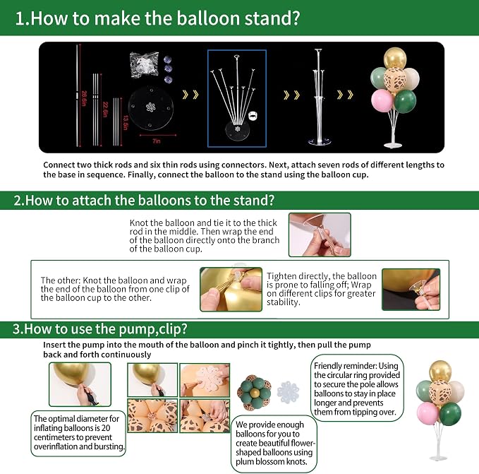 Pink Green and Gold Balloons Table Centerpieces Stand Kit - Image 4