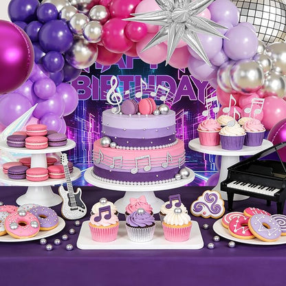 JOGAMS 172Pcs K-Pop Music Balloon Arch Kit, Metallic Silver Purple Pink - Image 4