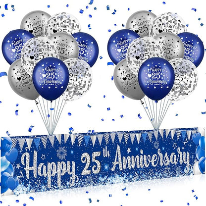 Blue Silver 25th Anniversary Decorations by CASLON