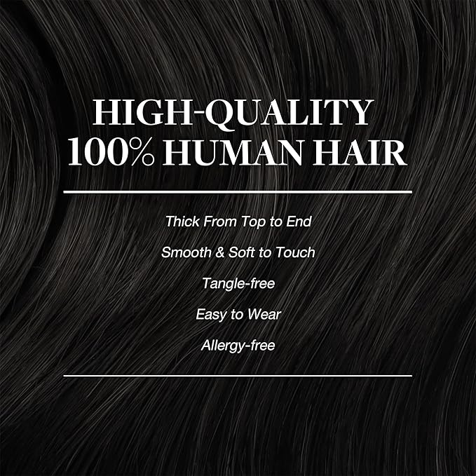 GOO GOO Clip in Hair Extensions Real Human Hair, Remy Human Hair Extensions Clip ins for Women, Natural Human Hair, 26inch 260g 9Pcs, #1B Natural Black