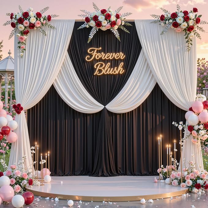 40 ft x 10 ft Wrinkle Free Black Backdrop Curtain - Image 8