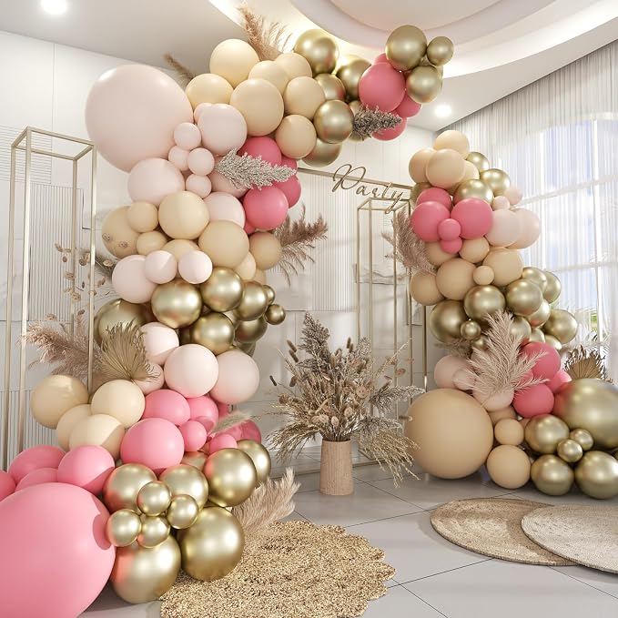 Blush Pink Neutral Gold Balloon Arch Kit by MOXMAY