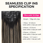 Lashey Seamless Clip in Hair Extensions Human Hair, 110g 7pcs Straight Balayage Natural Black to Light Blonde Highlighted Clip in Hair Extensions for Black Women 18 Inch