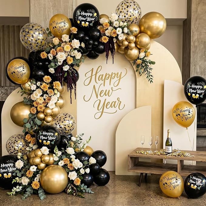 Happy New Year Balloons, New Year Printed Confetti Ballons - Image 6