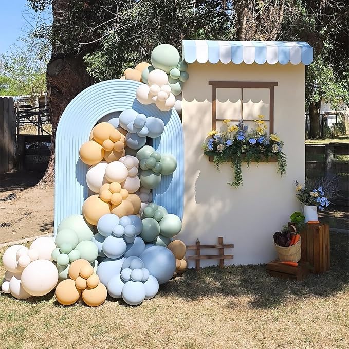 Sage Green Dusty Blue Yellow Balloon 12 Inch Double Stuffed Beige Slate Blue - Image 5