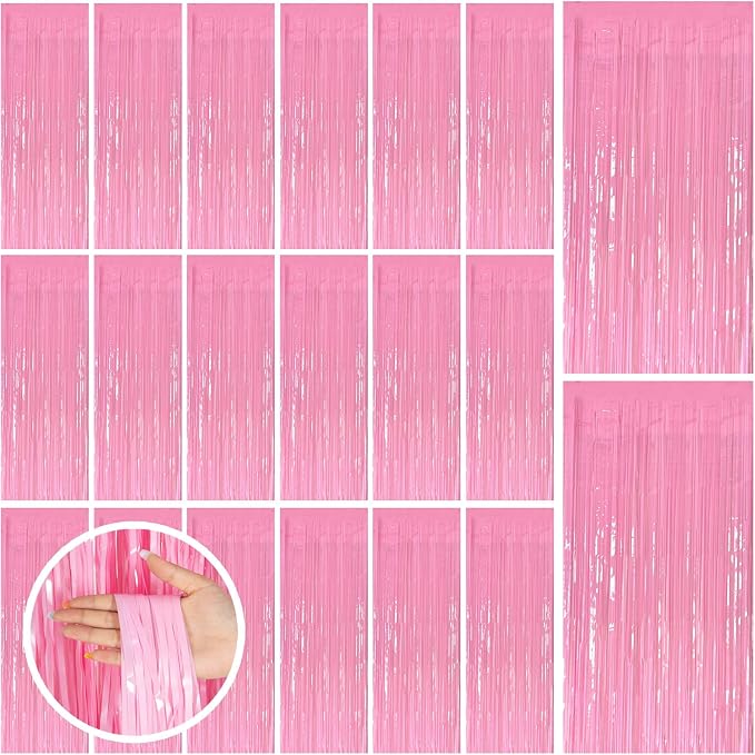 20 Pack Backdrop Party Decorations Pink Tinsel Curtain Party Backdrop Foil by BOMSI