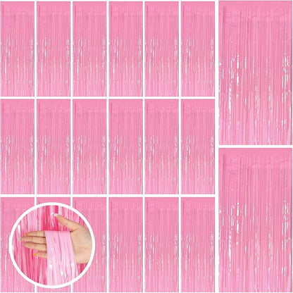 20 Pack Backdrop Party Decorations Pink Tinsel Curtain Party Backdrop Foil by BOMSI