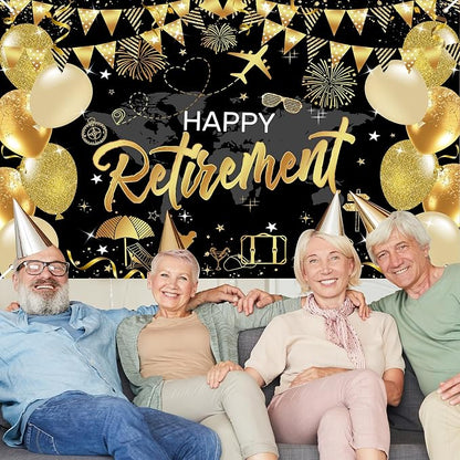 Mocsicka Happy Retirement Backdrop Pink Rose Gold Balloons Women Happy - Image 5